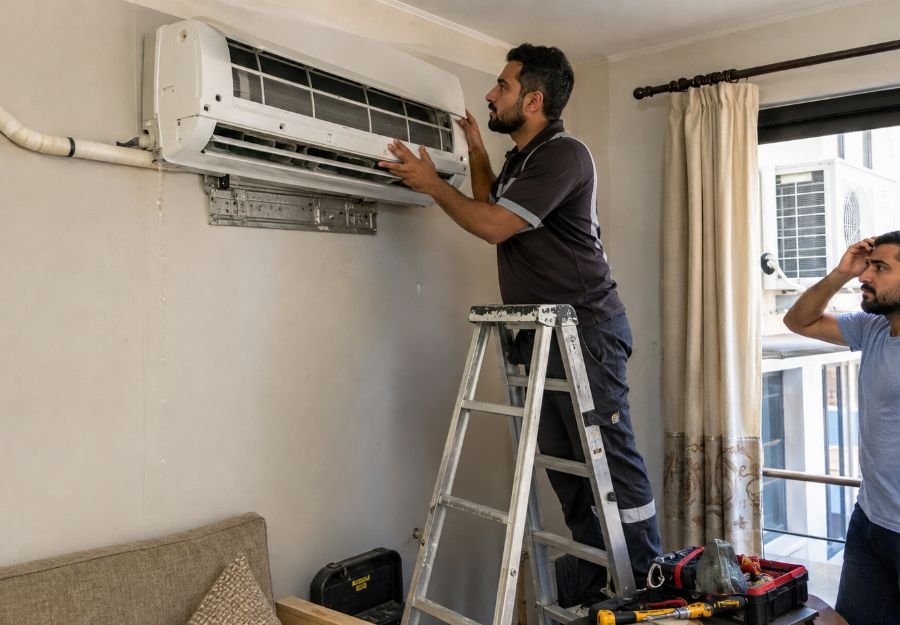 أخطاء تركيب المكيف السبليت: أشهر الأخطاء التي تضعف التبريد وتسبب الأعطال أخطاء تركيب المكيف