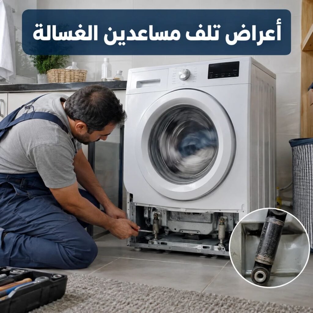 أعراض تلف مساعدين الغسالة في صورة اهتزاز قوي