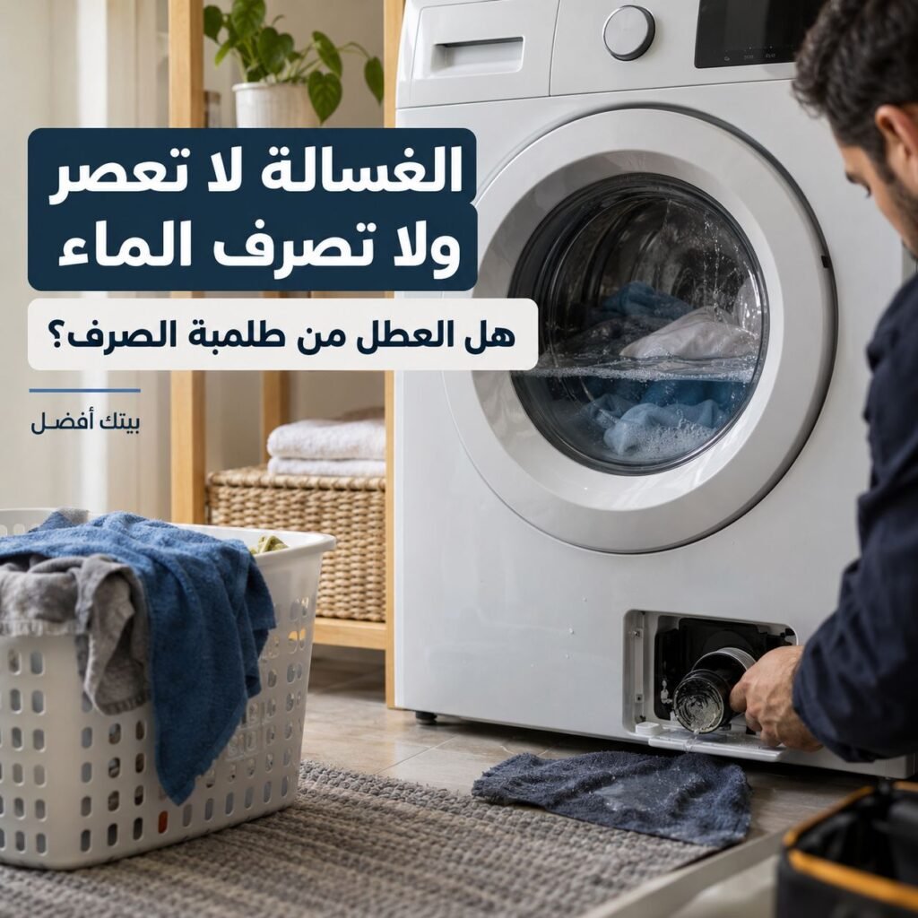 الغسالة لا تعصر ولا تصرف الماء