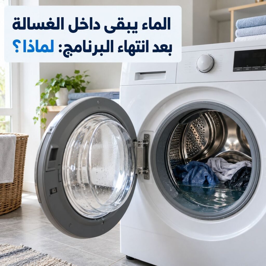 الماء يبقى داخل الغسالة بعد انتهاء البرنامج